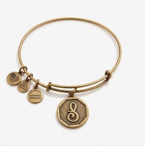 Alex And Ani Gold Tone Initial Charm Bangle Bracelet - S